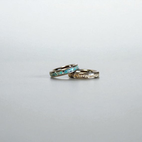 Dainty Titanium Cremation Ring: Ash & Opal Memorial Jewelry 4mm Cremains Ring
