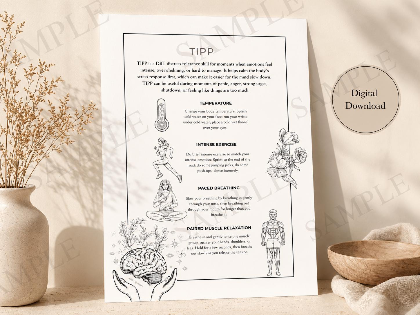 Tipp Soothing Worksheet.pdf TIPP Skill Dbt-inspired Printable Worksheet | Distress Tolerance Coping ...