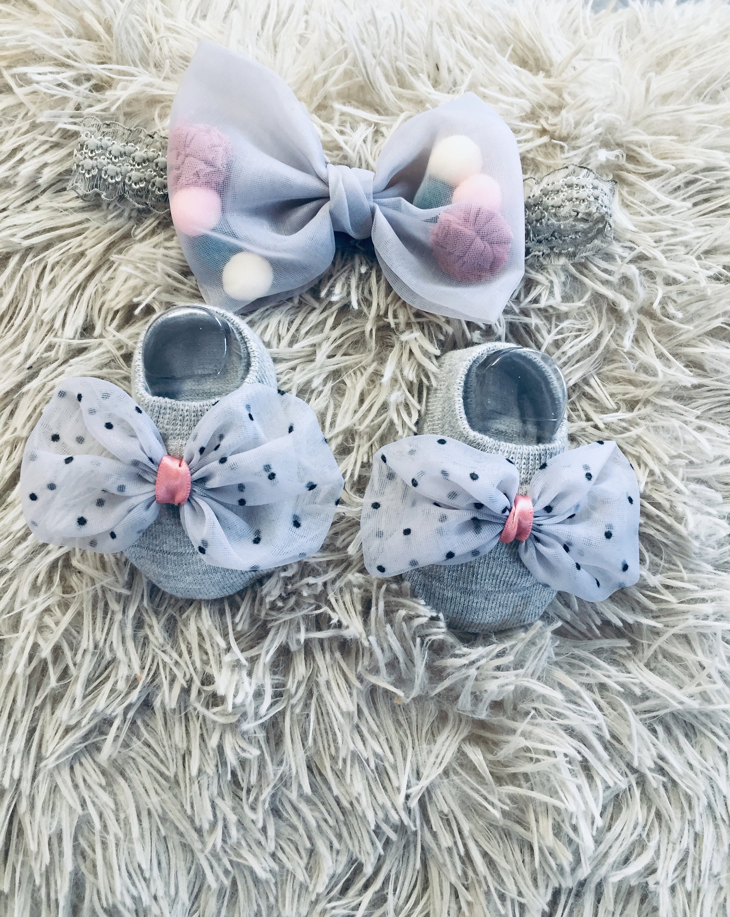 Baby Girl gift set Headband Socks Set Lace Bows Newborn Etsy