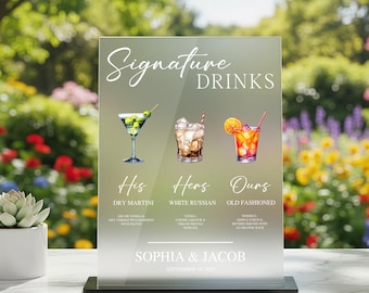 His Hers Our Signature Drinks Sign, Wedding Signature Drinks Sign, Wedding Bar Sign, Signature Cocktail Sign, Custom Acrylic Bar Menu
