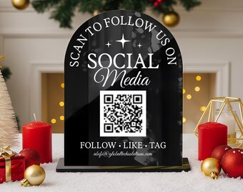 QR Code Social Media Sign, Scan to Follow Business Sign, Instagram QR Code Table Sign, Business Sign, Menu, Reviews, Payment Sign