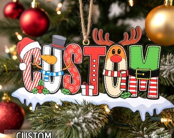お子様の名前入りオーナメント、アルファベット入りクリスマスオーナメント、クリスマスツリーのデコレーション、木製クリスマスネームレター記念品