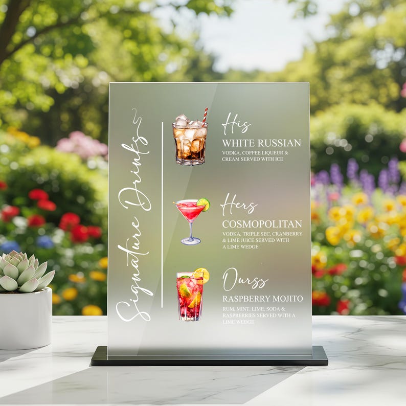 Signature Drink Sign, Wedding Cocktail Menu, Custom Wedding His Hers ...