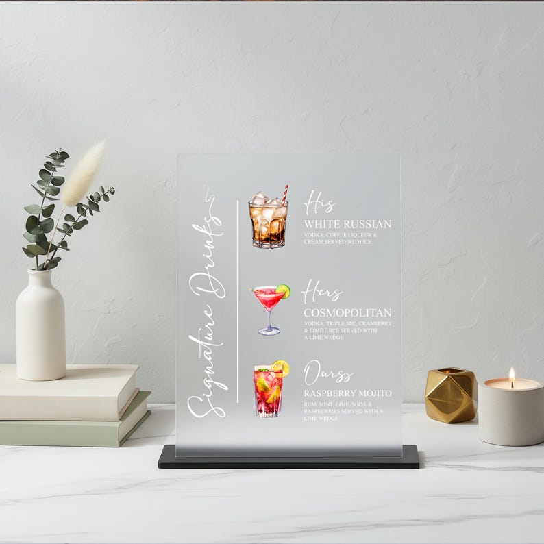 Signature Drink Sign, Wedding Cocktail Menu, Custom Wedding His Hers ...