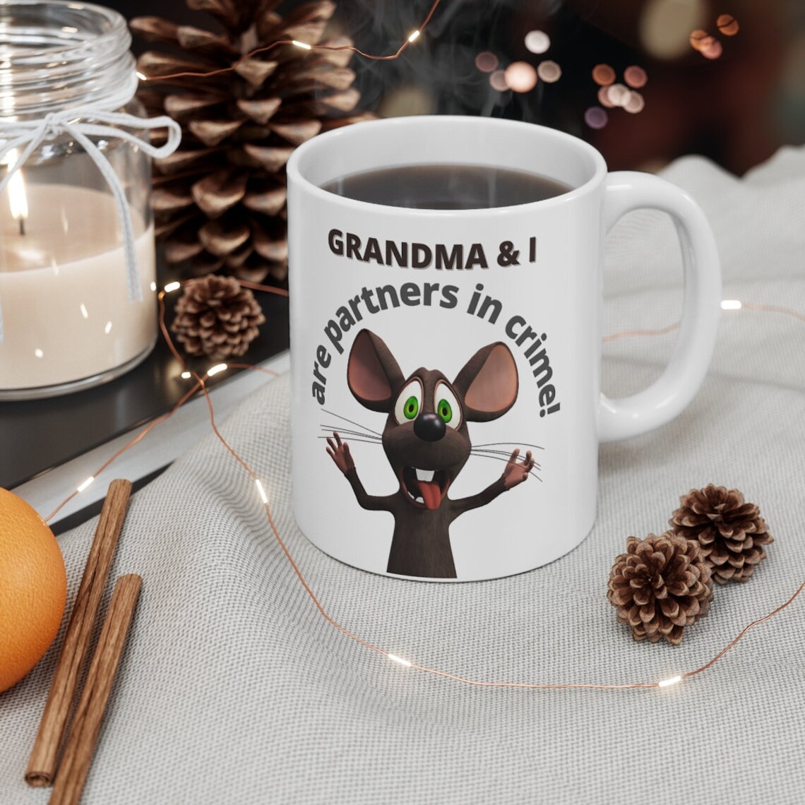 Abuela taza de café y té la abuela y yo somos socios en el
