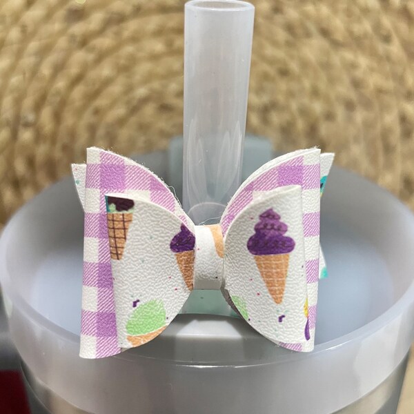 Straw or Pencil Topper Bow: Ice Cream