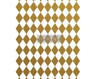 Gold Harlequin Transfer, Redesign with Prima, Furniture Transfer, Home Decor Transfer, Art Transfer