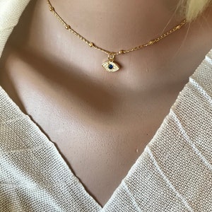 Dainty Gold Evil Eye Necklace