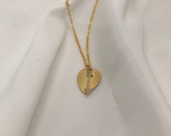 Gold Arrow Heart Pendant Necklace - Dainty and Stylish Jewelry Piece
