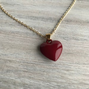 Necklace, Heart Necklace, Charm Necklaces, Red Heart Necklace, Valentines Gift, Love Necklace, Gift for Her, Women&#39;s Jewelry, Heart Pendant