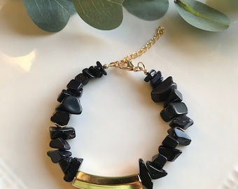 Blue Goldstone Stone Chip Bracelet, Goldstone Bracelet, Stretchy Bracelet, Healing Gemstone Bracelet, Chakra Stones, Bracelet Gift