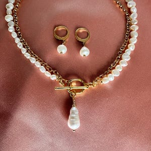 Dainty Pearl Chain Necklace: Gold Plated, Bridal Jewelry