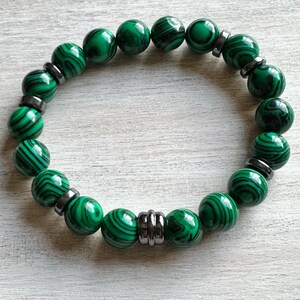 Men's Malachite & Hematite Bracelet: Luxury Gemstone Healing Jewelry