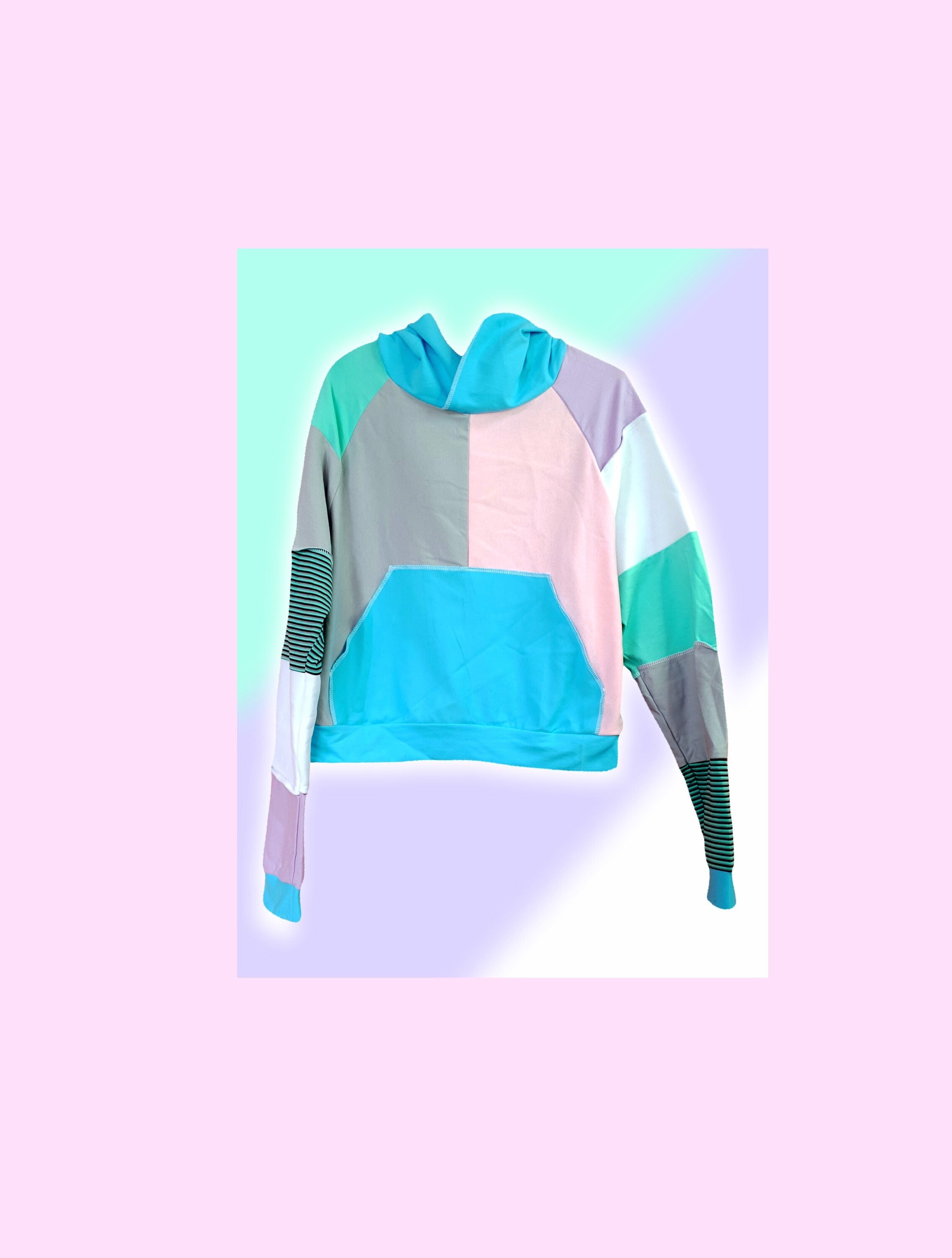 Pastel Patchwork Handmade Hoodie Etsy