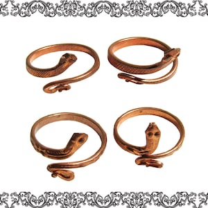 4 x Copper Snake Toe Ring Women Girls Ethnic Wear, Meditation, Arthritis Relief Adjustable Rings
