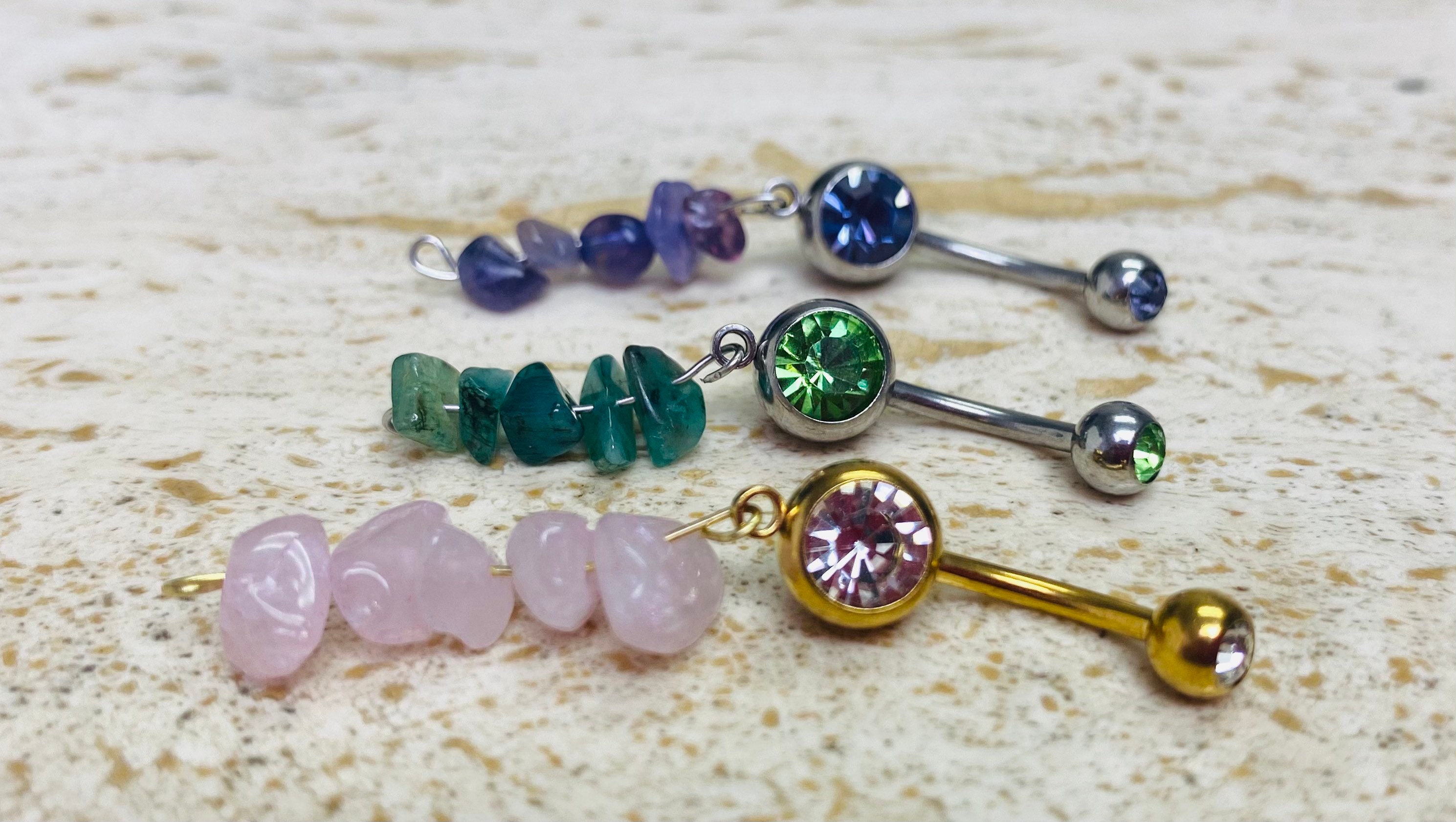 healing crystal belly button rings