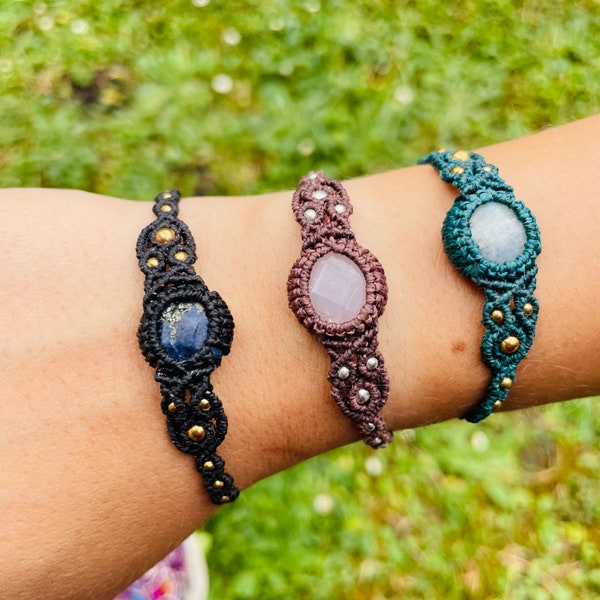 Macrame and stone bracelets