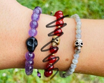 Skull and stone bracelets
