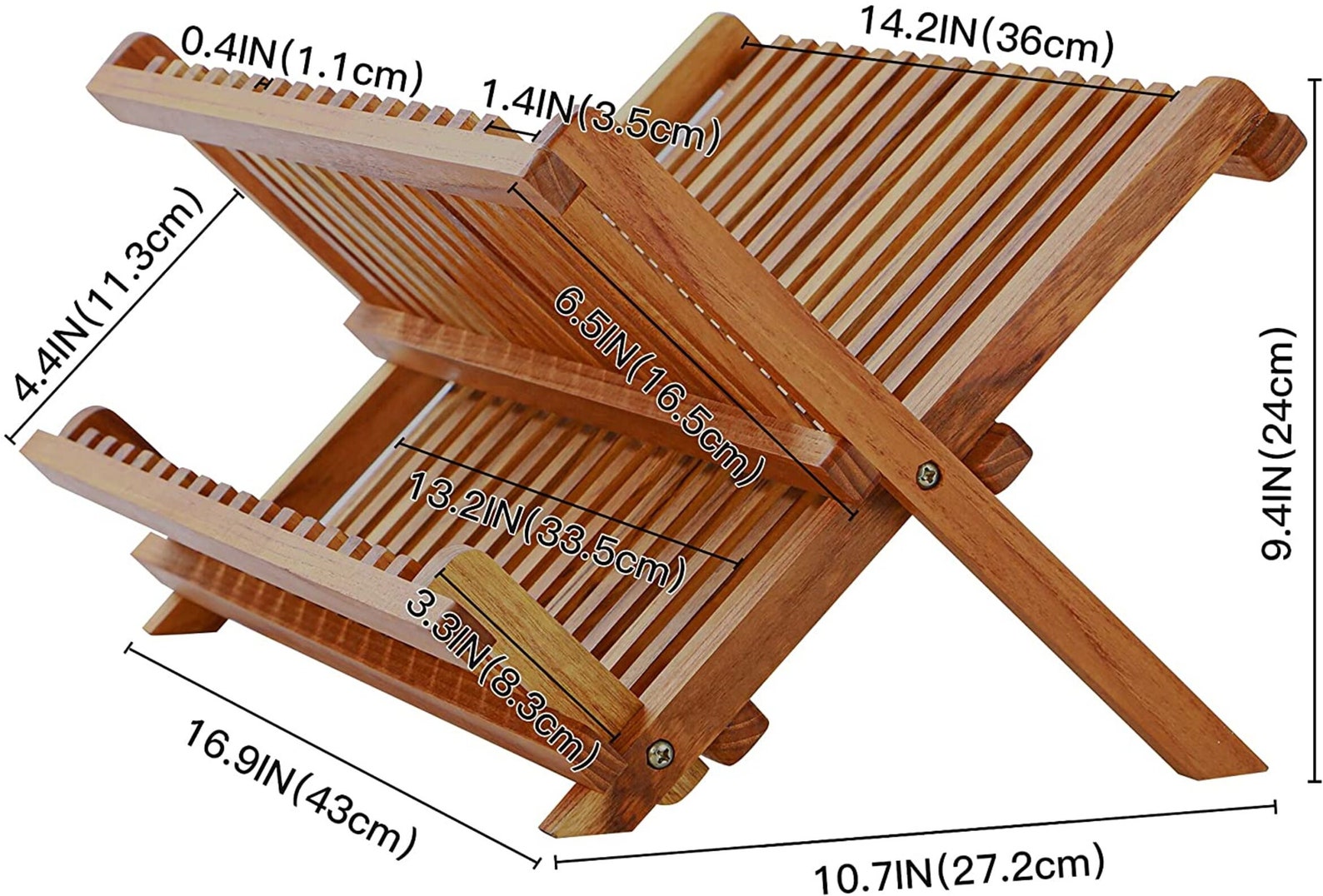 Teak Dish Drainer Rack Collapsible 2 Tier Dish Rack Dish Etsy