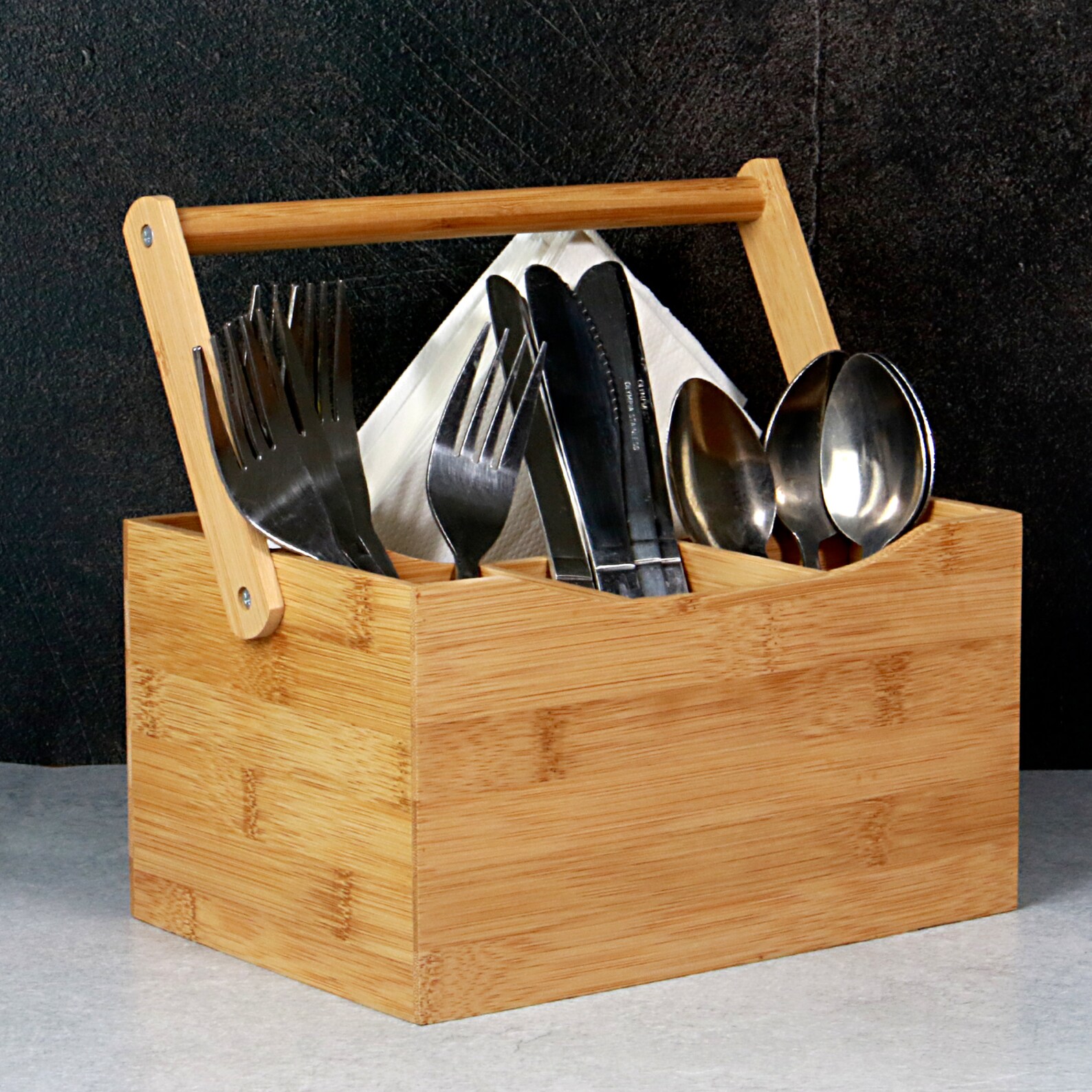 Bamboo Utensil Cutlery Holder Carry Handle Bamboo Organiser Etsy