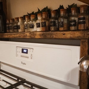 Above the Oven Wooden Spice Rack, Distressed Shelves, Handmade, Spice Organizer, Propagation Station, Plant Shelf, Rustic Pine Stove Shelf