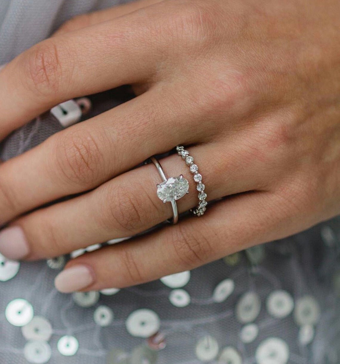 2.5 CT Oval Moissanite Engagement Ring Set Oval Diamond Etsy