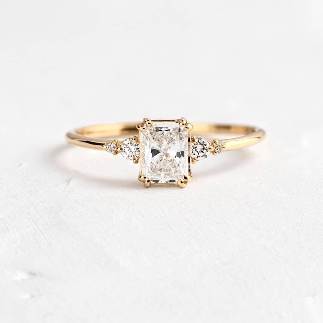 1.0 CT Radiant Cut Moissanite Engagement Ring Radiant - Etsy