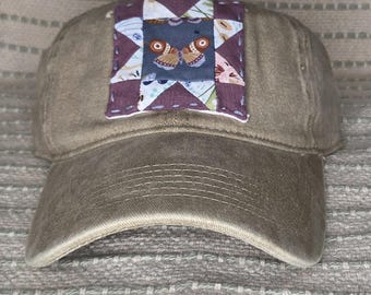 Quilt block ball cap mini butterfly quilt block hat