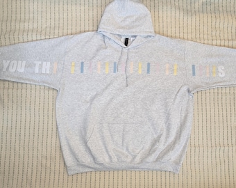 I Love You This Much Hoodie - Pastel Rainbow Appliqué, Oversized Sweatshirt