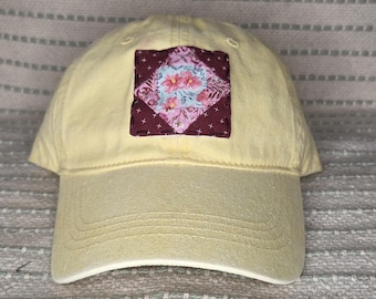 Quilt block ball cap mini floral rework quilt block hat