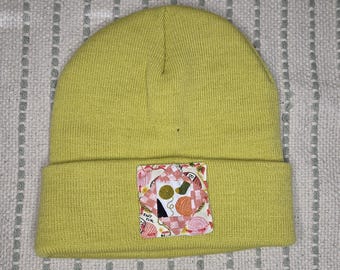 Quilt block beanie one size fits all crochet knitting quilt block
