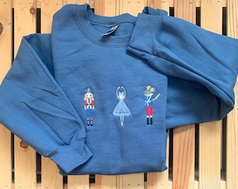 Nutcracker Sweater Christmas Ballet Sweatahirt Embroidered crewneck for women Mouse King Nutcracker