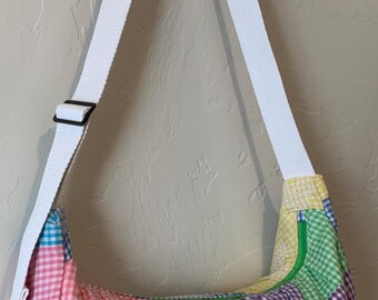 Quilted cross body bag Large | Diaper Bag vintage quilt | Chest Purse | bright colorful purse | patchwork quilt | Large fanny pack