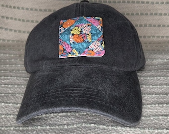 Quilt block ball cap mini floral quilt block hat