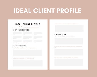 Printable: Ideal Client Avatar, Target Client, Client Profile Worksheet,