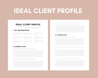 Printable: Ideal Client Avatar, Target Client, Client Profile Worksheet,