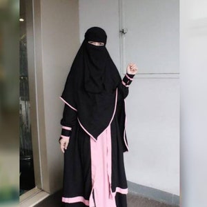 Muslim Piece Jilbab With Skirt High Premium Quality French Jilbab Abaya Kaftan Nidha Breathable Niqab Burqa Khimar Muslim Women, gift