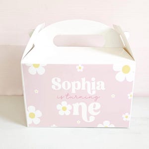 Gänseblümchen Blumen Personalisierte Party Box, Party Box für Kinder, Party Favor Box, Mädchen Geburtstagsfeier, Favor Lunch Box, Kinder Picknick Mahlzeit Boxen