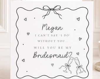 Will You Be My Bridesmaid Card, Personalised Bridesmaid Proposal, Bridesmaid Card, Wedding Party Proposal Card
