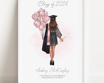 Personalised Graduation Print, Graduation Gift, University Graduation Print, Gift For Her, Graduation Keepsake Print, Custom Graduation Gift