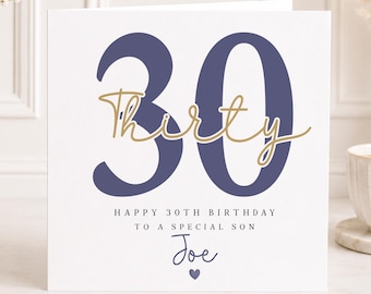 Personalised 30th Birthday Card for Son, Boys Milestone Birthday Card, Birthday Card for Son Brother Nephew Any Age