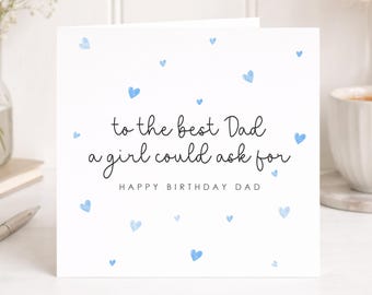 Birthday Card for Dad, Best Dad Birthday Card from Daughter, Gift for Dad, Heart Birthday Card for Father
