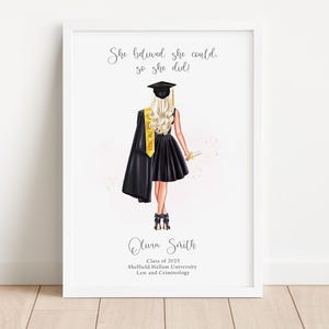 Personalised Graduation Print, Graduation Gift, University Graduation Print, Gifts For Her, She Believed She Could Custom Graduation Gift