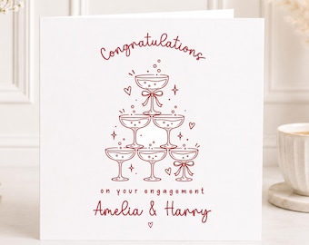 Personalised Engagement Card, Congratulations Engagement Card for Couple, Newly Engaged Card