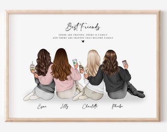Personalised Best Friend Print, Best Friend Gift, Friendship Gift, Keepsake, Birthday Bestie Gifts, Birthday Gift for Her, Group Friendship