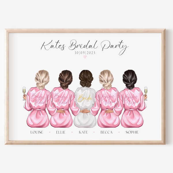 Personalised Bridal Party Print, Bridesmaids Print, Bridal Gift, Bridesmaid Gift, Bride Gift, Wedding Keepsake, Custom Bridesmaid Robe Print