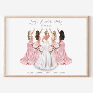 Personalised Bridal Party Print, Bride & Bridesmaids Print, Bridal Gift, Bridesmaid Gift, Wedding Keepsake, Custom Bridesmaid Print