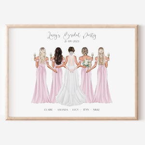 Personalised Bridal Party Print, Bride & Bridesmaids Print, Bridal Gift, Bridesmaid Gift, Wedding Keepsake, Custom Bridesmaid Print