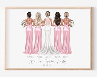 Personalised Bridal Party Print, Bride & Bridesmaids Print, Bridal Gift, Bridesmaid Gift, Wedding Keepsake, Custom Bridesmaid Print