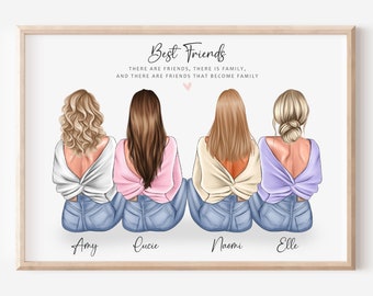 Personalised Best Friend Print, Best Friend Gift, Friendship Gift, Keepsake, Birthday Bestie Gifts, Birthday Gift for Her